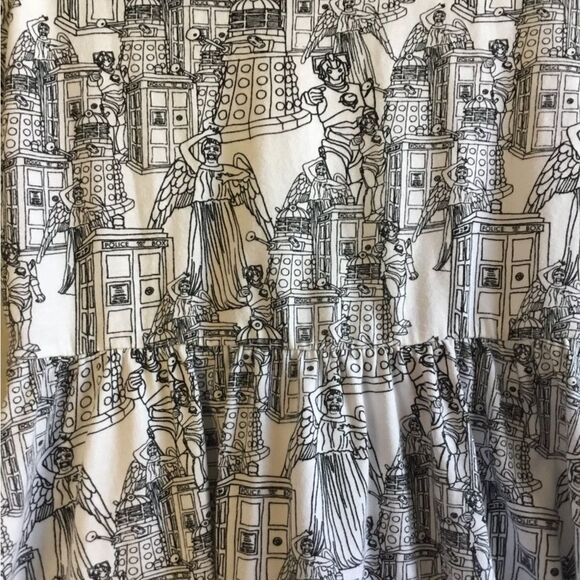 BBC Dr Who fit and flare dress with Weeping Angels, Cybermen and The Tardis - Picture 3 of 4